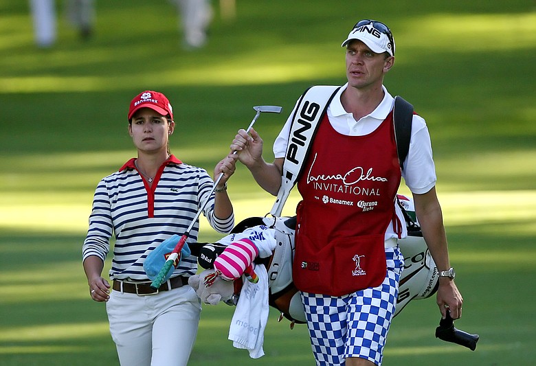 Lorena Ochoa fired her caddie Dave Brooker June 22 after three years together. The pair is seen here during the first round of the Lorena Ochoa Invitational on Nov. 13, 2008.