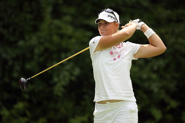 Anna Nordqvist of Sweden hits her tee shot on the 4th hole during the third round of the McDonald's LPGA Championship