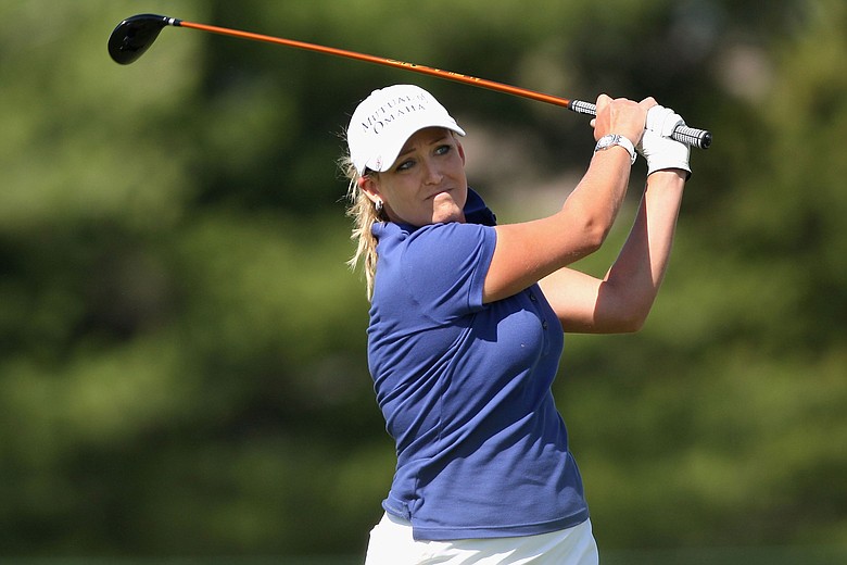 Cristie Kerr hits a tee shot on the 17th hole during the third round of the LPGA State Farm Classic.