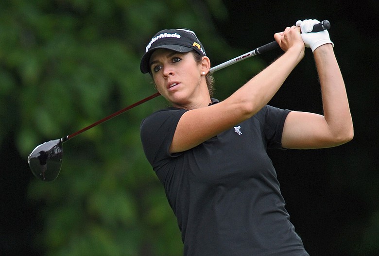 Nicole Castrale hits her tee shot on the fourth hole during the first round of the McDonald's LPGA Championship.
