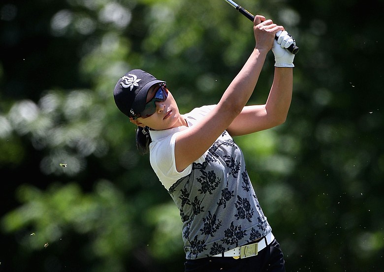 Se Ri Pak of South Korea hits her second shot on the eighth hole during the second round of the LPGA State Farm Classic.