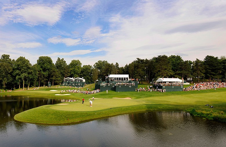 A course scenic of the 18th green, a Kodak Challenge hole during the third round of the AT&T National at Congressional Country Club.