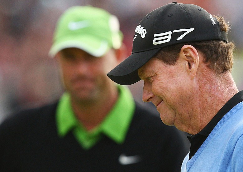 Tom Watson looks on following his defeat in a playoff against Stewart Cink at the British Open in 2009.