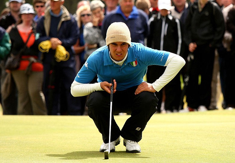 Matteo Manassero of Italy in action during The Amateur Championship Quarter Final match against Tommy Fleetwood.