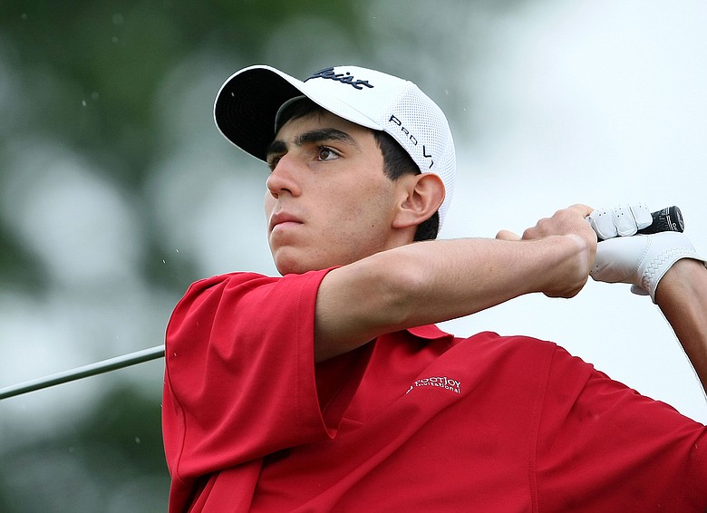 Anthony Paolucci tees off at No. 10 during Tuesday stroke play of the 62nd U. S. Junior Amateur Championship.