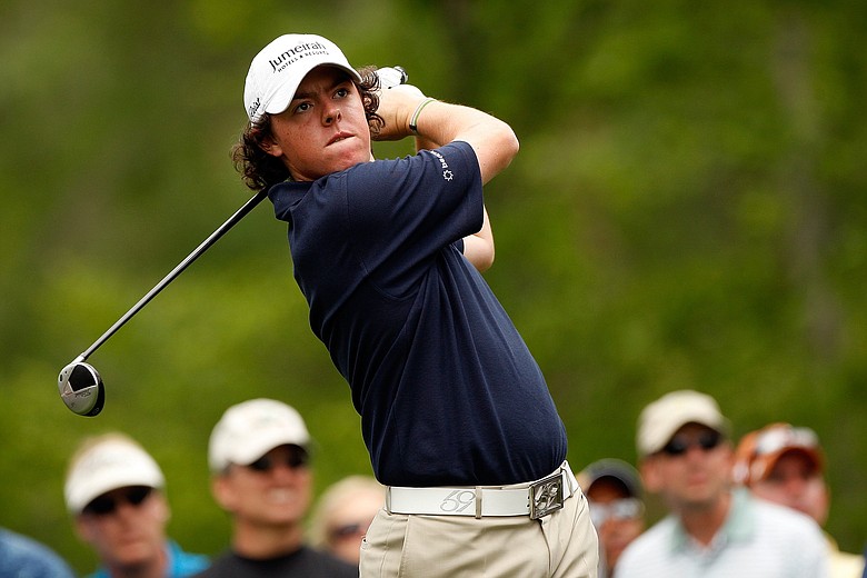 Rory McIlroy wearing his 59 belt and buckle.