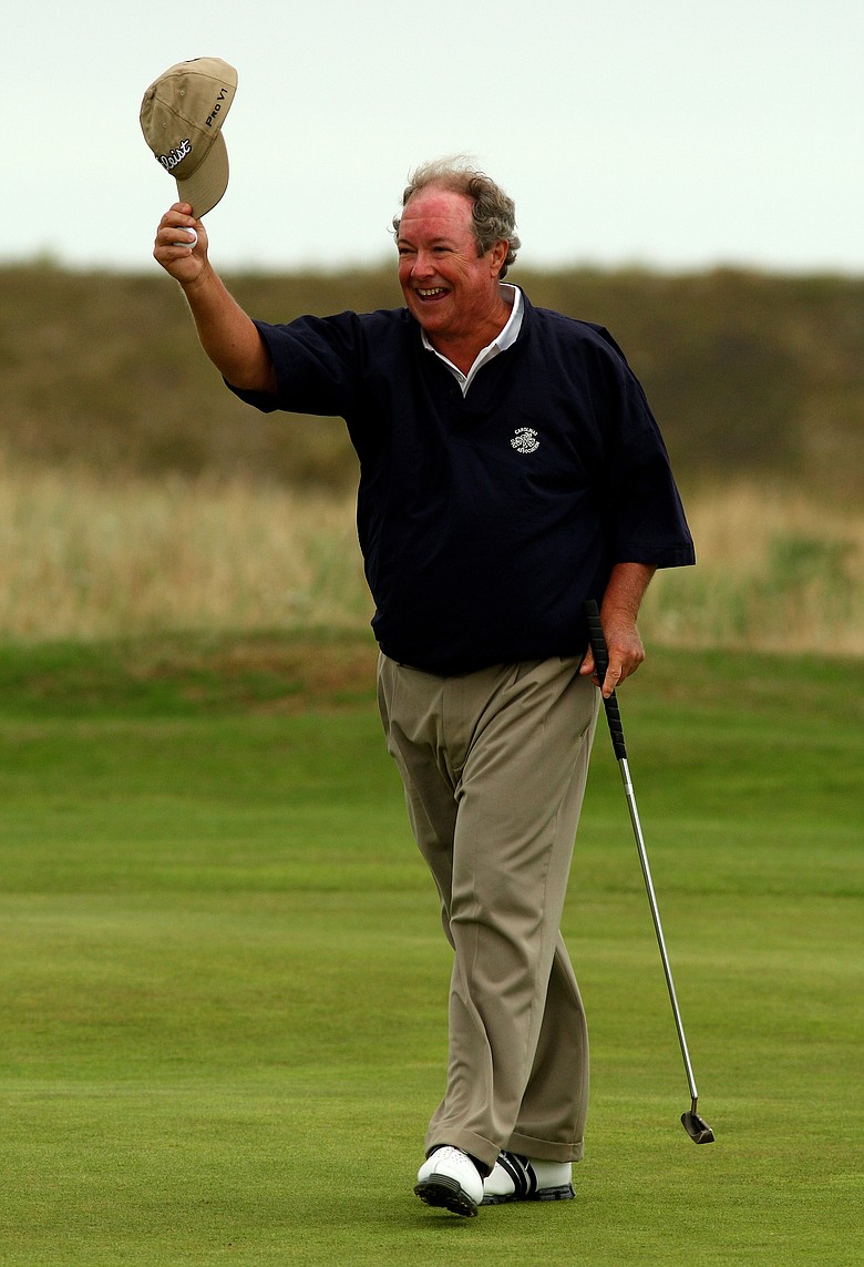 Paul Simson celebrates victory at the Senior British Amateur in 2008. He tied for medalist honors in stroke-play qualifying at the USGA Senior Amateur.