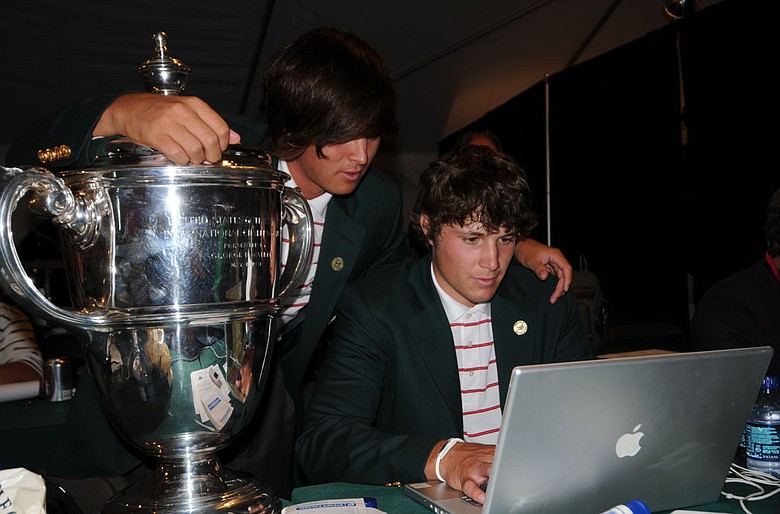 Rickie Fowler (left) and Peter Uihlein chat with Golfweek.com users following their victory at the 42nd Walker Cup.