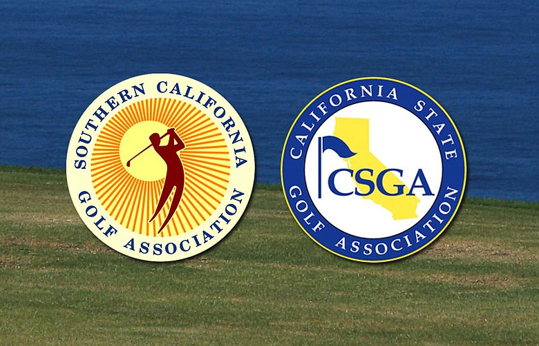 Respective logos of the Southern California Golf Association and California State Golf Association.
