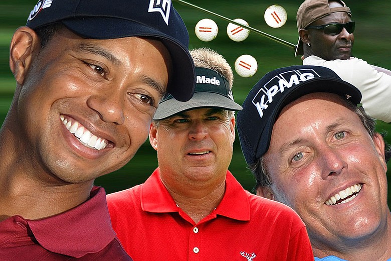 Starring in this week's “Hate to be Rude” – Tiger, Phil, Kenny Perry, Jerry Rice and ratty range balls.