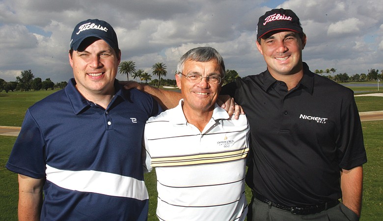 Dave Adamonis Sr. flanked by his sons, David Jr. (left) and Brad. Adamonis Sr., 63, died Oct. 10.