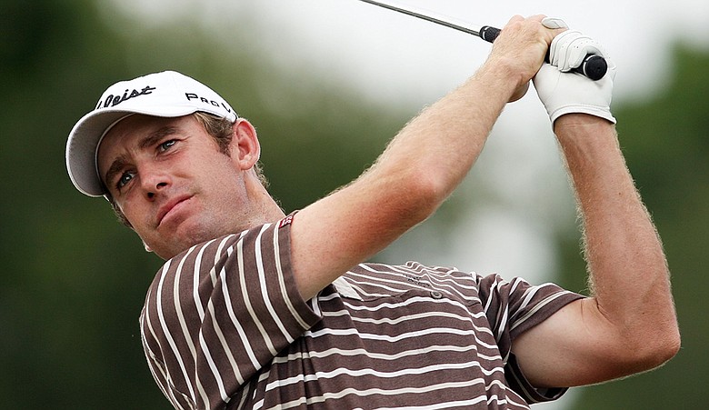 Andrew Buckle follows his tee shot during the third round of the Miccosukee Championship.