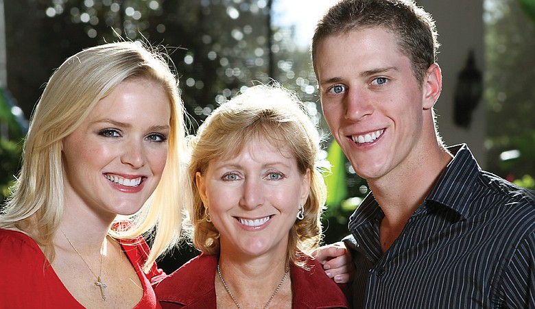 Tracey Stewart flanked by her daughter, Chelsea, and son, Aaron