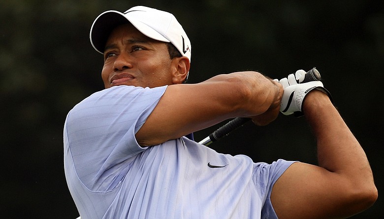 Tiger Woods on the 17th tee during Round 2 of the WGC - HSBC Champions.
