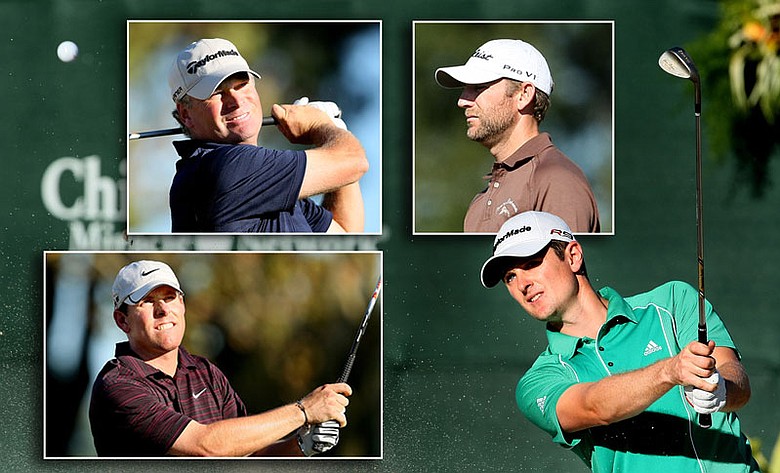 (Clockwise, from top right) Co-leaders George McNeill, Justin Rose, Justin Leonard and Mathias Gronberg.