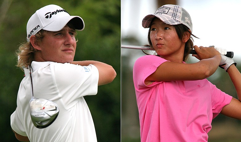 Emiliano Grillo (left) shot 67 Monday at the Polo Golf Junior Classic and was tied for the lead in the boys' division. Doris Chen had 68 to lead the girls.