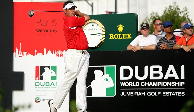 Lee Westwood tees off during the final round of the Dubai World Championship, which is held for the final time in 2011. Where will Europe’s Tour Championship end up?