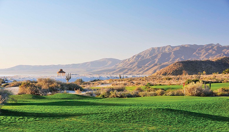 Jagged mountains and the Sea of Cortez surround Tom Doak's first course design in Mexico.