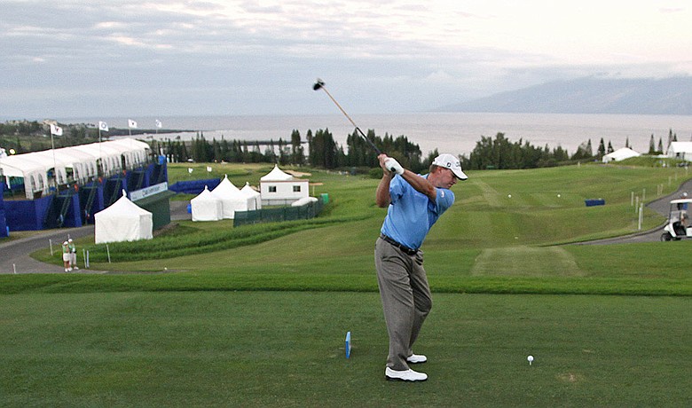 Steve Stricker tees off during the SBS Championship.