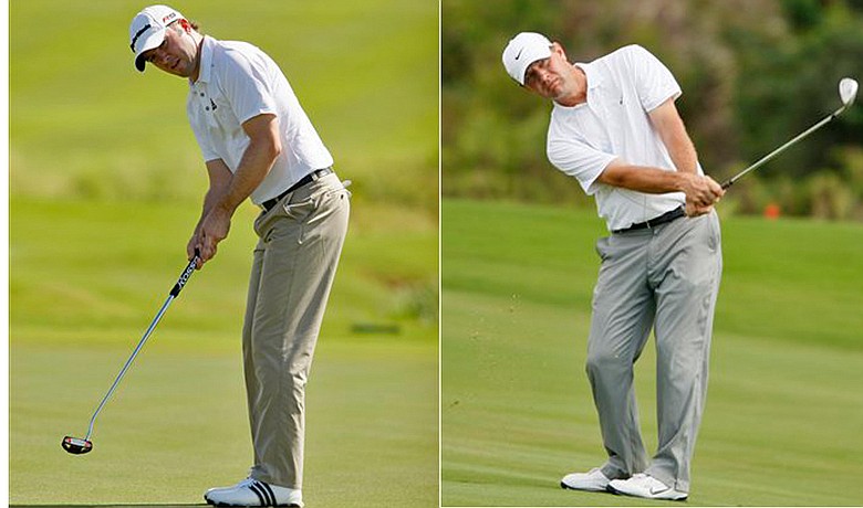Martin Laird, left, and Lucas Glover wore similar outfits during the opening round of the SBS Championship.