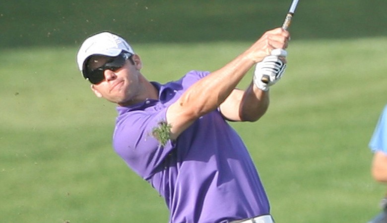 Paul Casey drives the ball to the 18th hole during the third round of the Qatar Masters.
