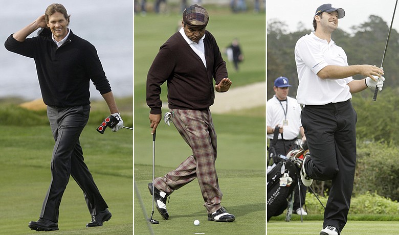(Left to right) Tom Brady, George Lopez, Tony Romo