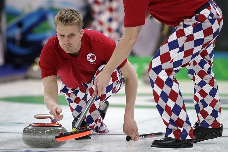 Norwegian curling team wears Loudmouth Golf pants during the 2010 Vancouver Olympic Games.