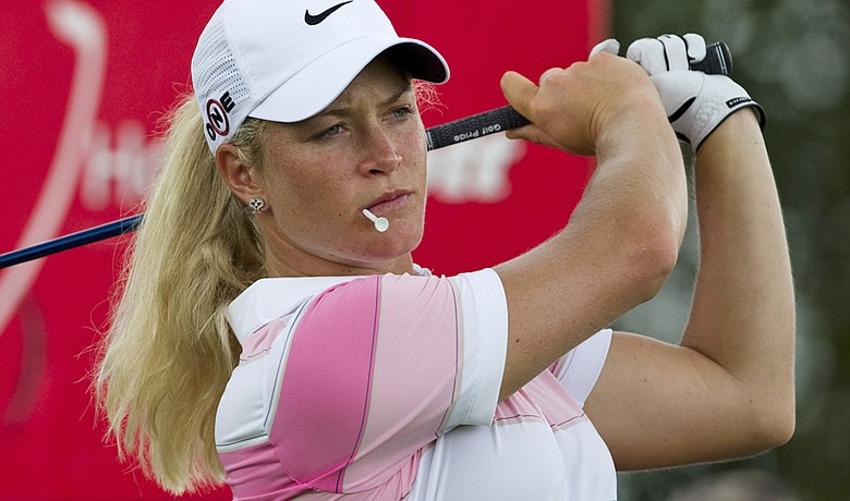 Suzann Pettersen practice before teeing off on the seventh hole during the Round 1 of the Honda PTT LPGA Thailand.