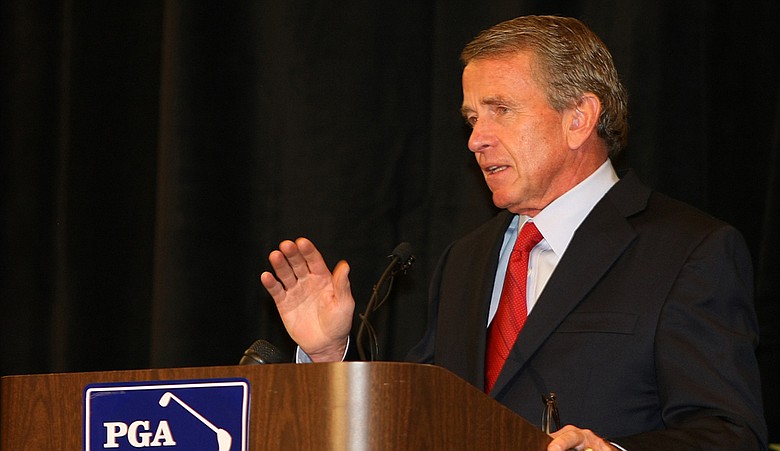 PGA Tour commissioner Tim Finchem during a press conference following Tiger Woods' 2010 statement at TPC Sawgrass.