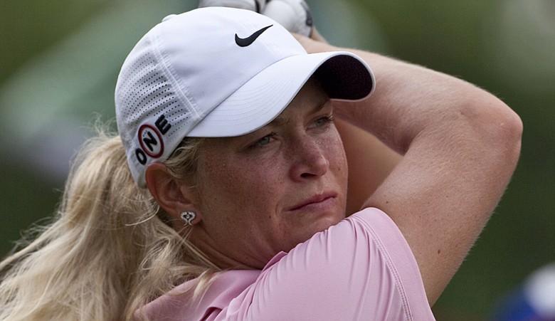 Suzann Pettersen watches a tee shot during third round of the LPGA Thailand.
