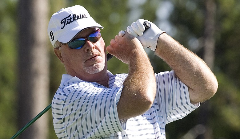 Tim Simpson eagled No. 18 in Round 2 of the Allianz Championship to take a share of the lead with Tommy Armour.