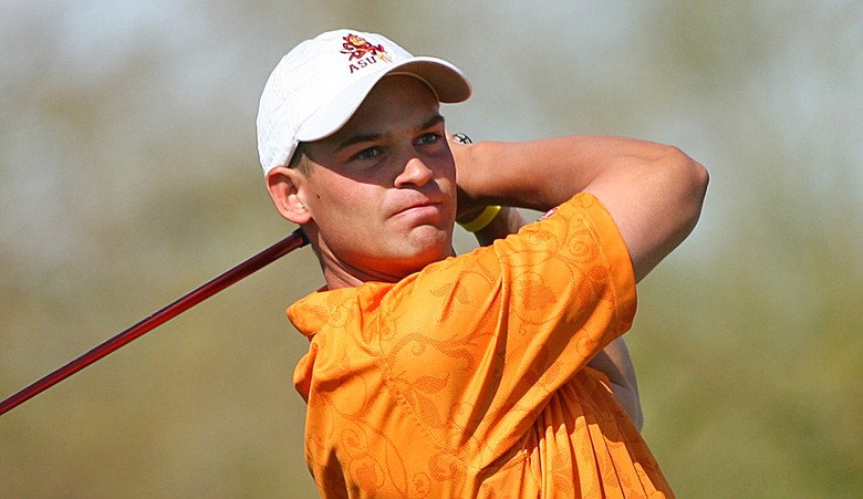 Braxton Marquez watches his drive at No. 9 at TPC Scottsdale.