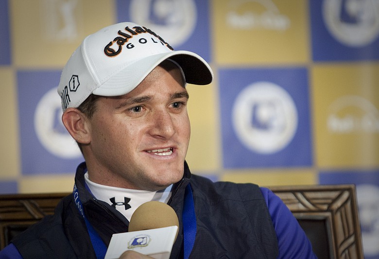 Sam Saunders speaks at the Bob Hope Classic.