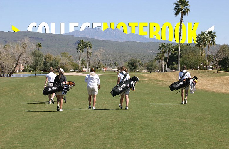Western Michigan players walk up a fairway at Rio Verde Country Club, a private, 36-hole facility just outside of Scottsdale, Ariz.