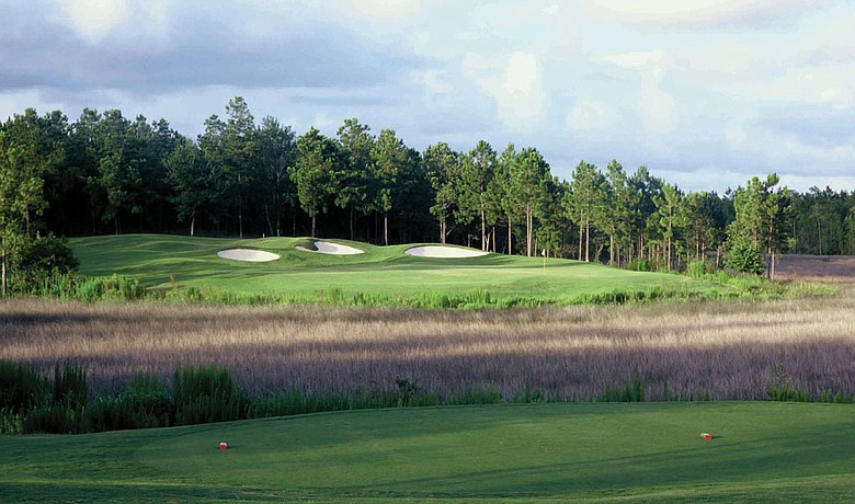 The par-3 17th at Shell Landing Golf Club in Gautier, Miss.