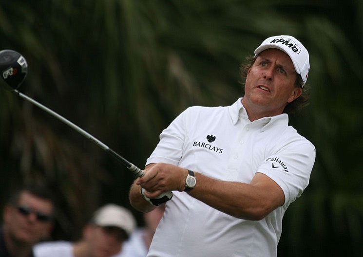 Phil Mickelson tees off Thursday on No. 13 at the TPC Blue Monster at Doral.