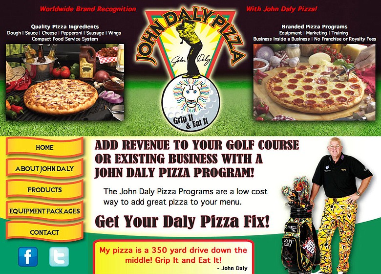 A screenshot of www.johndalypizza.com.