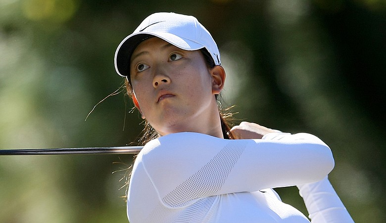 Michelle Wie hits a shot during LPGA Q-School in December.