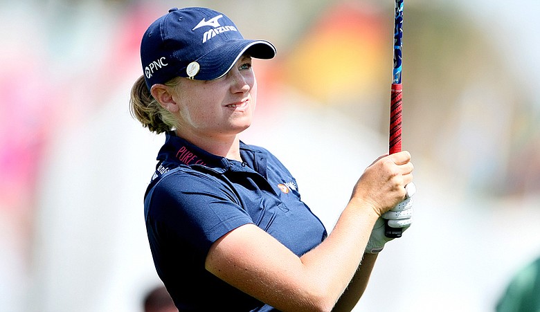Stacy Lewis is two shots back of leader Song-Hee Kim after a 4-under 68 Friday at the Kraft Nabisco Championship.