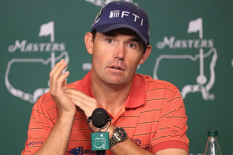Padraig Harrington speaks the media during his Tuesday press conference at the Masters.