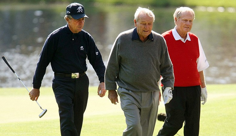 Gary Player, Arnold Palmer and Jack Nicklaus at Wednesday's Par 3 Contest.