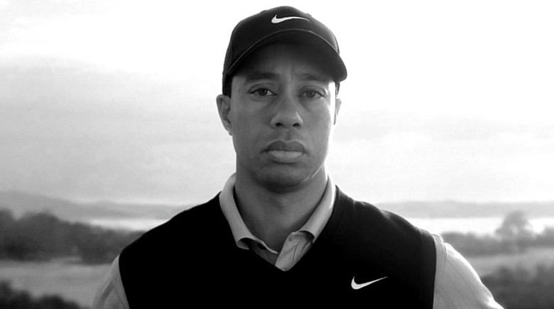 A screenshot from the new Nike commercial featuring Tiger Woods.