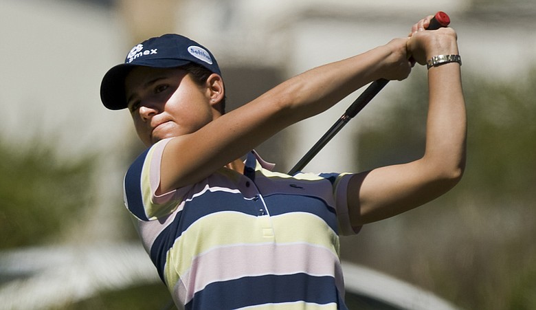 Lorena Ochoa hits a shot at the second hole during the third round of the Tres Marias Championship.