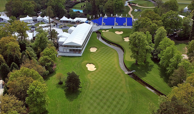 The par-5 18th hole at the recently renovated West Course at the Wentworth Club.