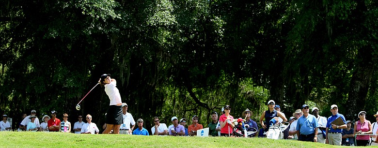 Arizona State freshman Jennifer Johnson tees off on No. 1 during the third round of the NCAA Women's Championship.
