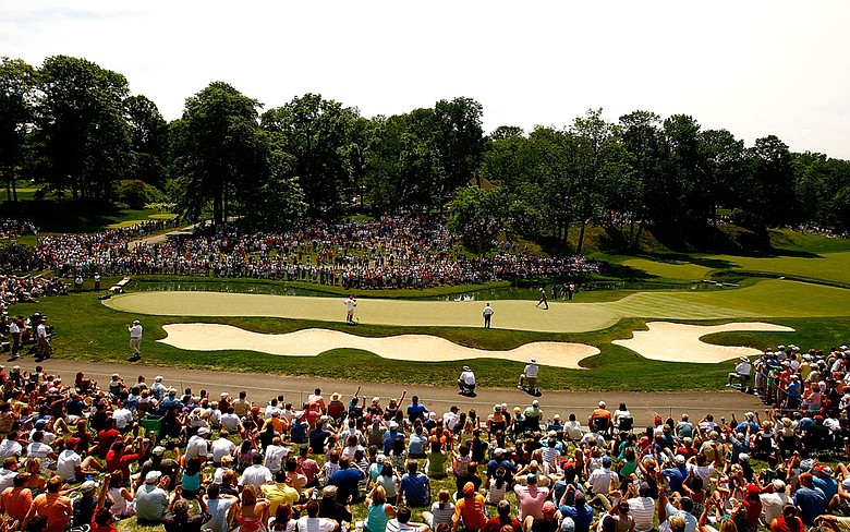 The 14th green during the third round of the 2009 Memorial Tournament at the Muirfield Village Golf Club.