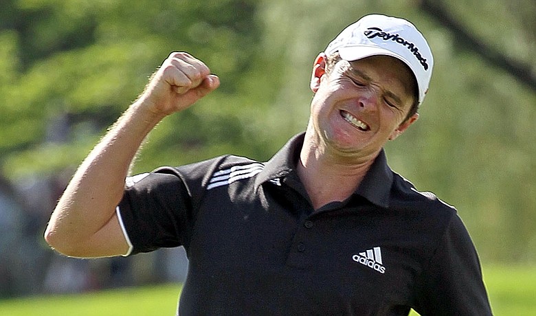 Justin Rose celebrates after winning The Memorial Tournament.