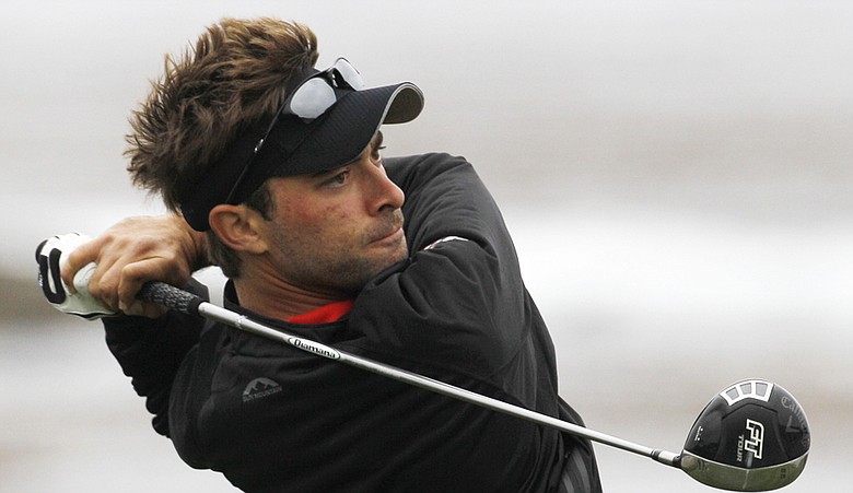Ty Tryon tees off during a practice round for the U.S. Open.