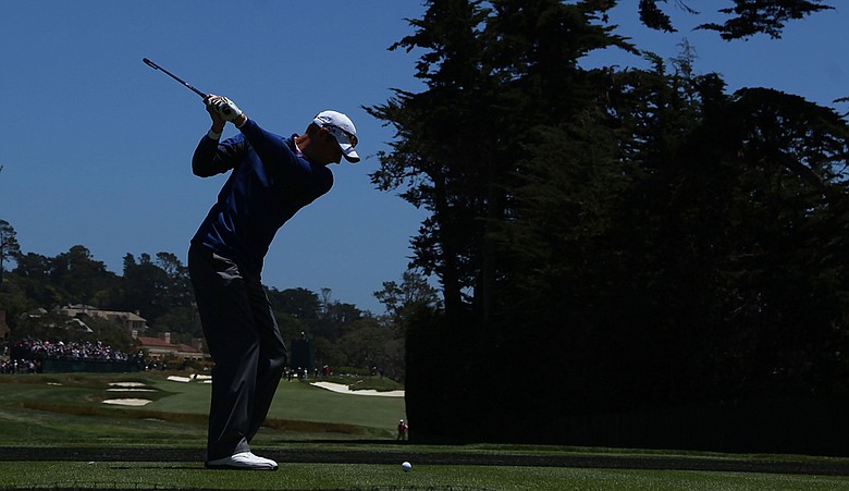 Jason Preeo hits a shot at during his U.S. Open practice round.