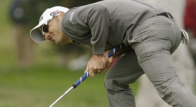 Gregory Havret of France reacts to a missed birdie putt on the 16th hole during the fourth round of the U.S. Open golf tournament Sunday, June 20.